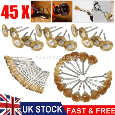 45pcs Brass Polishing Wire Cup Mix Brush Set for Dremel Rotary Tool Accessories
