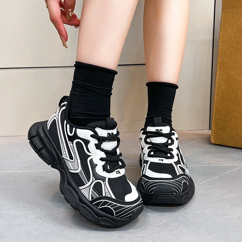 New Korean version round toe tie up thick sole sports shoes casual women's shoes - Image 4 of 4