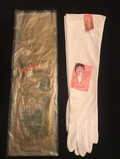 VTG 60's Caresse by Crescendoe White Stretch Nylon 16.5"L Elbow Gloves Size 7.5.