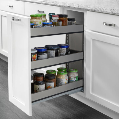 Width 100mm Pull Out Aluminum Basket Tiers Kitchen Larder