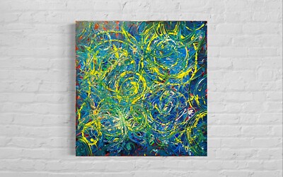 Original tief strukturierte abstrakte Acryl Leinwand + UV & Glow In The Dark Effekte