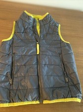 Boys Ll Bean Blue And GreenPuffer Vest Size 6 -7 W Full Zip Closure and Pockets