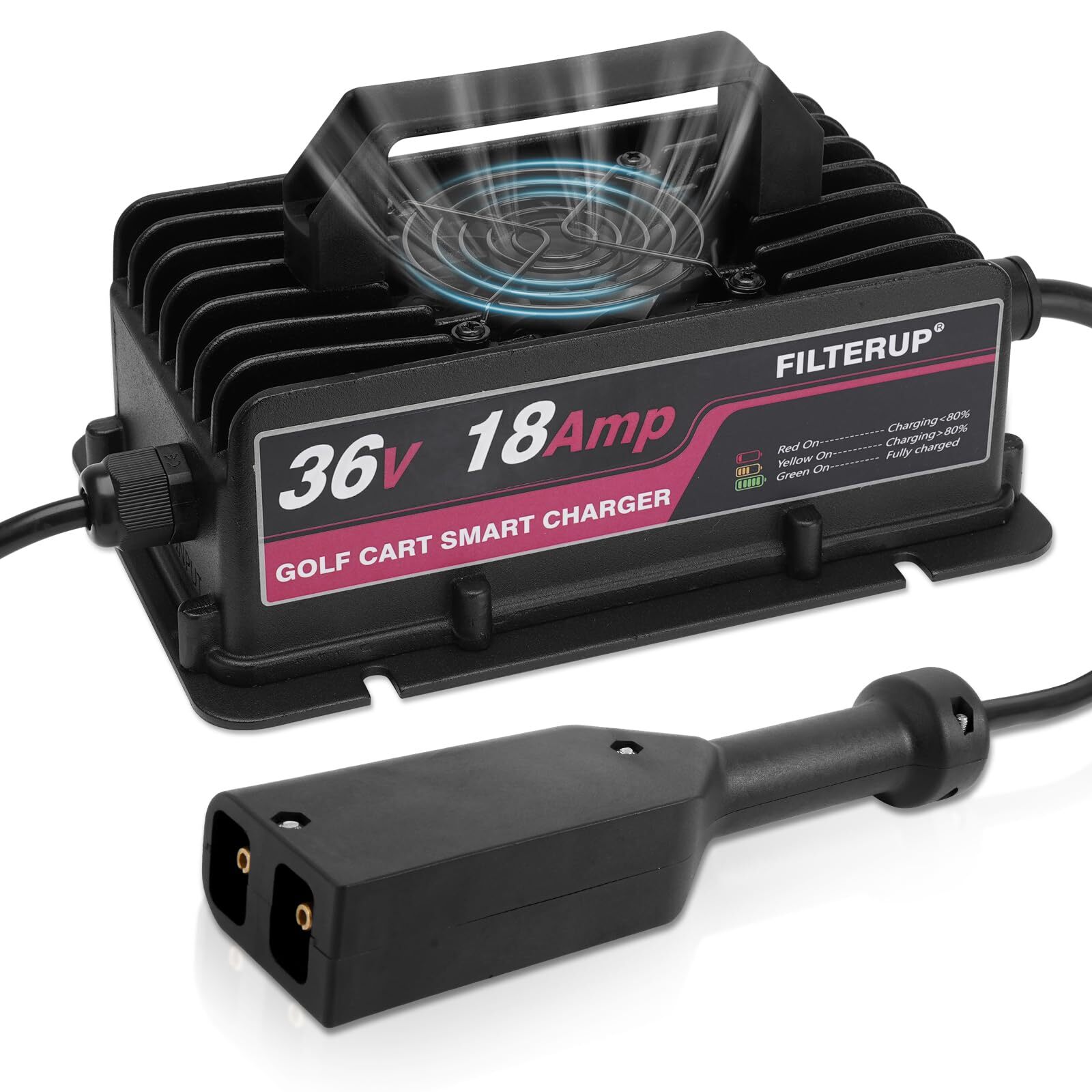 Battery Charger For 18 Amp Ezgo Txt With 2-pin D Style Plug