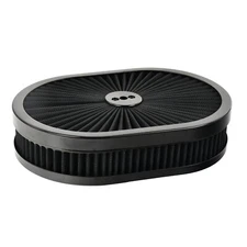 Black 12" X 2" Super Flow Oval Air Cleaner Kit w/ Washable Element 5-1/8" Inlet