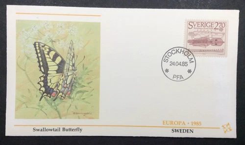 Sweden, EUROPA 1985 Music Set FDC - Swallowtail Butterfly