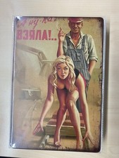 Blechschild 20x30cm, Garage, Deko, Schild Früher Russischer Bauarbeiter