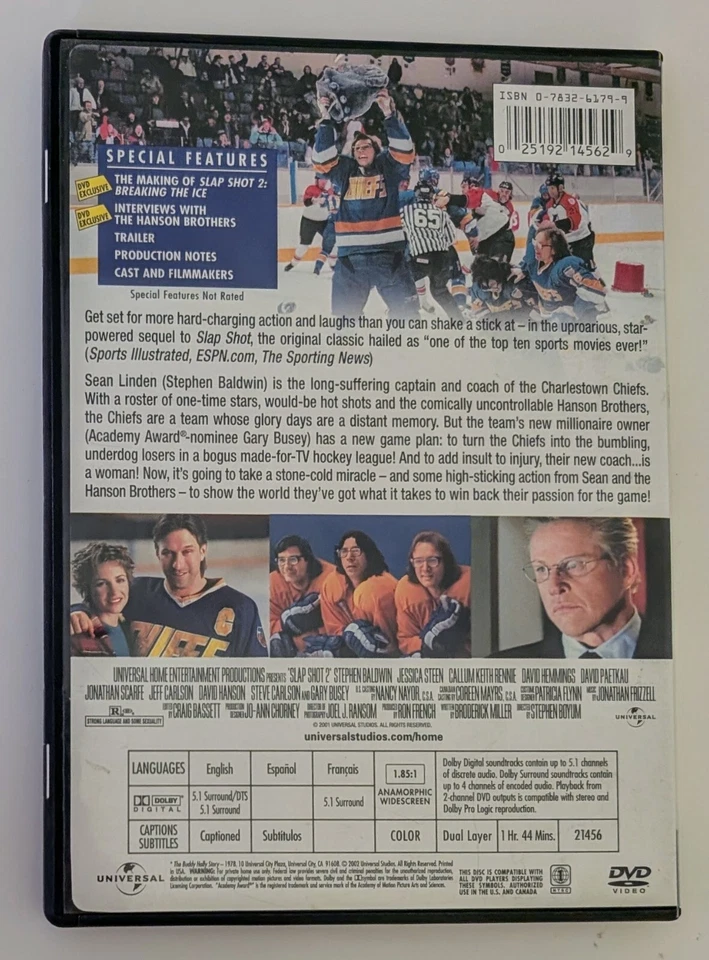 Slap Shot 2 DVD (2002) - Region 1 - FR/EN/ES - VG+ (Tested) - Image 3 of 4