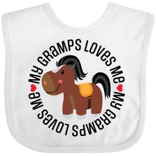 Inktastic My Gramps Loves Me Childs Horse Baby Bib Grandpa Grandson Grandchild