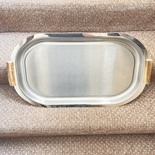 VTG Chichester Tray Stainless Steel Faux Antler Handles Drinks Bar MCM England