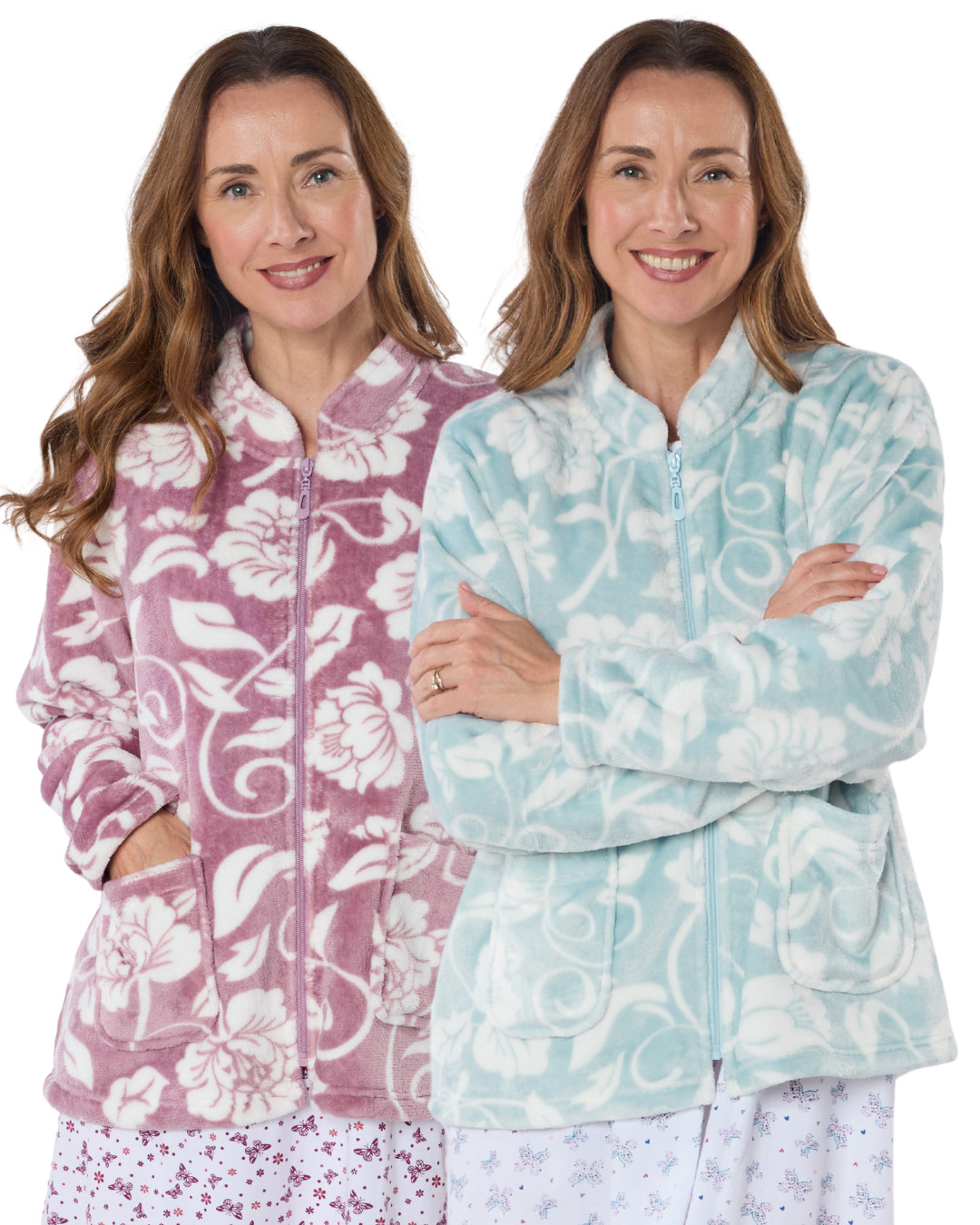 Chaqueta de cama Suzy & Me Elegance estampado polar manga larga cierre cremallera