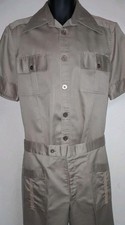 Vtg RARE Cyrano 70s NOS Safari Khaki Raffia Scout Leisure Pant Shirt Suit Set M