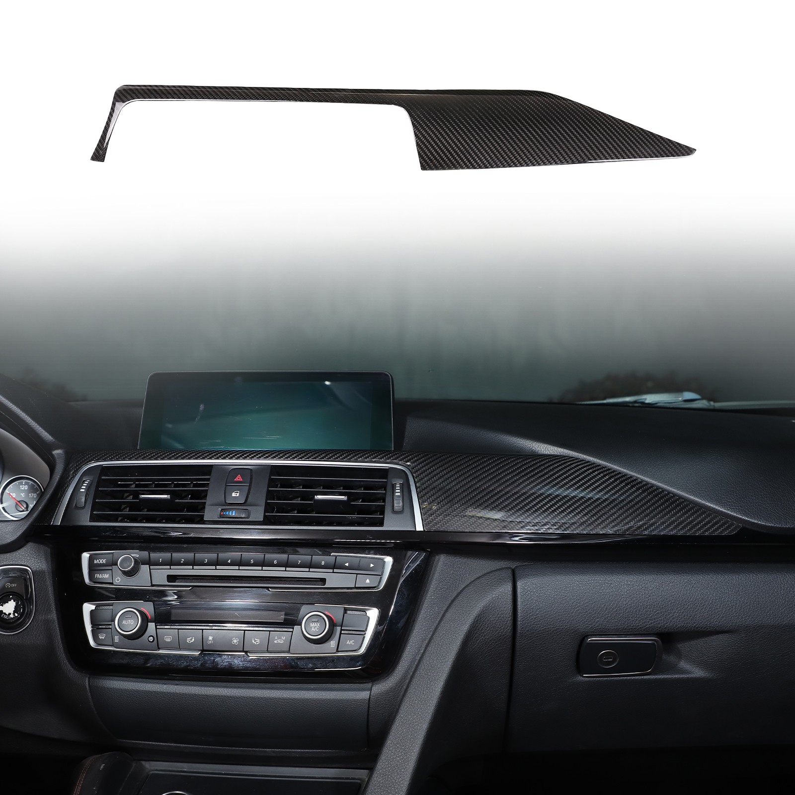Real Carbon Fiber Central Console Dashboard Trim For BMW M3 M4 F80 F82 2014-2019