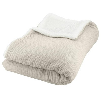 Fleece Blanket and Cotton Gauze, 130 x 170 cm, Warm and Soft Blanket for Bed o...