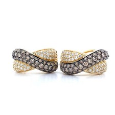 Le Vian 14K Gold Crossover Hoop Earrings with Chocolate & White Diamonds — listing 6