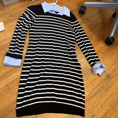 Womens Cynthia Rowley Sweater  100% Extrafine Merino Wool Collared Dress Size M