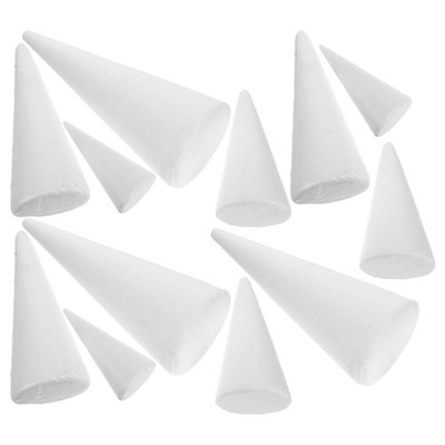 12Pcs Durable White Foam Cone Shapes for Crafts DIY Christmas Tree Floral Base