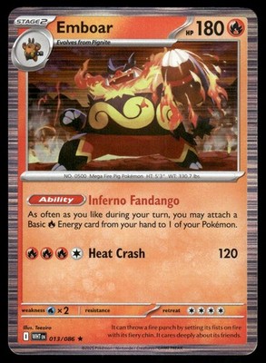 Emboar 013/086 Rare White Flare Pokemon Holo NM Englisch