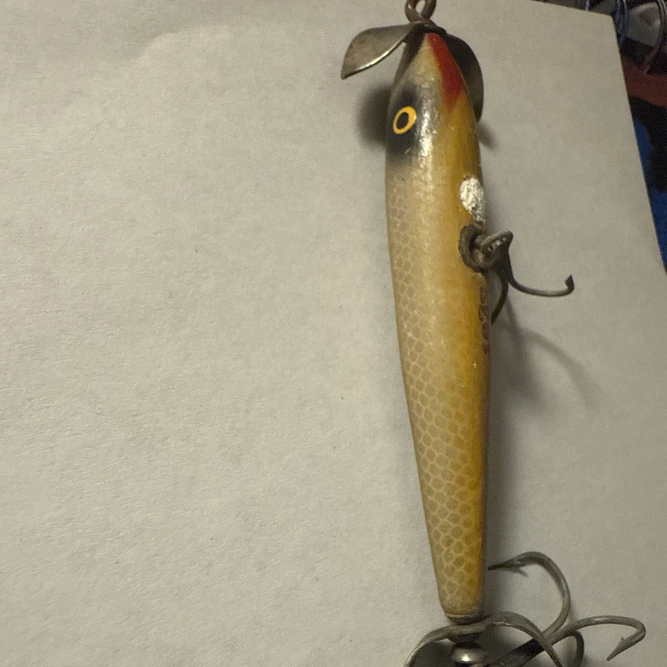 Винтажная деревянная рыболовная приманка Eger Bait Co. Dillinger белая черная - Изображение 2 из 3