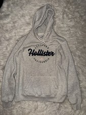 Hollister Gray Pullover Hoodie Logo Women L Long Sleeve
