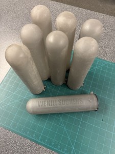 BunkerKings ESC 140 rd paintball pods (×8). Smoke. One piece w/ flip lid. RARE!