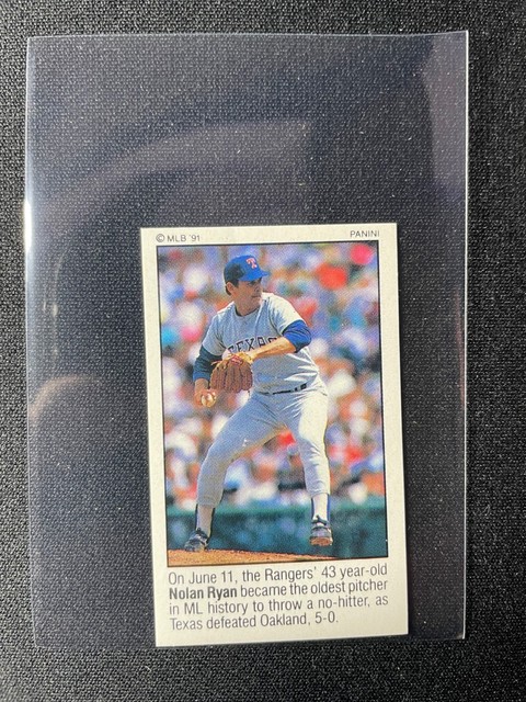 1991 Panini Baseball Album Stickers Nolan Ryan #3 Rangers!