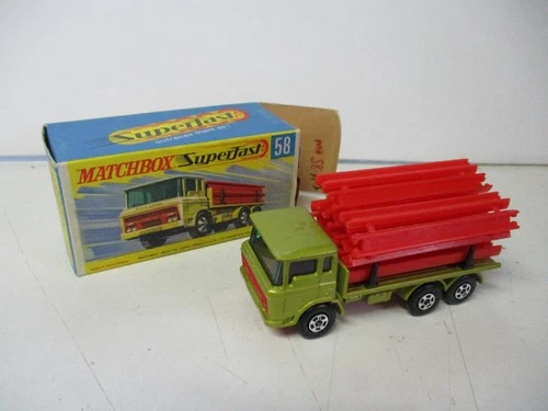 Matchbox Lesney Superfast SF58 Girder Truck- lime body, attached girders, box