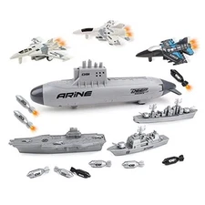  Aircraft Carrier Toy Military Submarine Naval Ship Play Set with Planes Army 