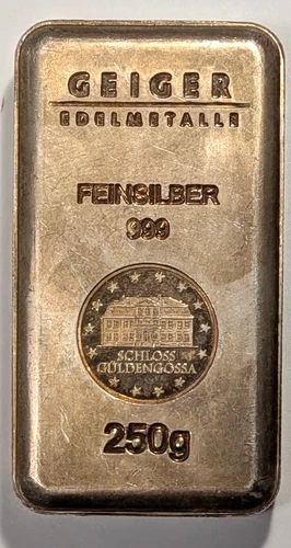 Geiger 250g .999 Silver Bar - A971