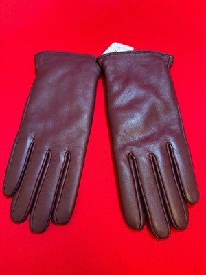 $94 Small 7    Genuine Leather Burgundy Touch Screen Driving Warm Gloves Women
