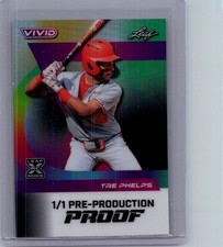 Tre Phelps 2024 Leaf Baseball 1/1 Pre Production Proof