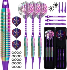Darts Plastic Tip Set 3pcs with Carrying Case+6 Dart Flights+6pcs Shafts+6pcs Da