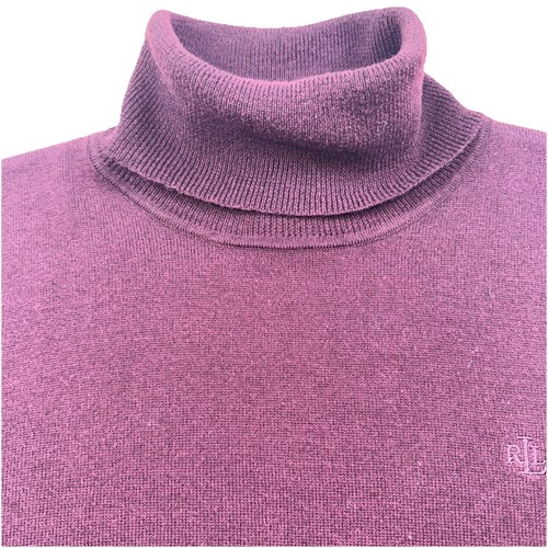 Lauren Ralph Lauren Sweater Women's Large Maroon Turtleneck Merino Wool Cotton - Picture 3 of 7