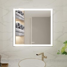 LED Bathroom Mirror, 30 30" Dimming Color Temperature, Anti Fog, Touchscreen