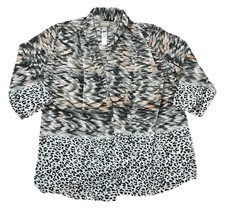 Chico's Womens Size 1 Medium Open Front Cardigan Jacket Animal Print Abstract