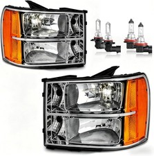 2007-2013 Sierra 1500 2007-2014 2500HD 3500HD Headlight Set Compatible Replaceme