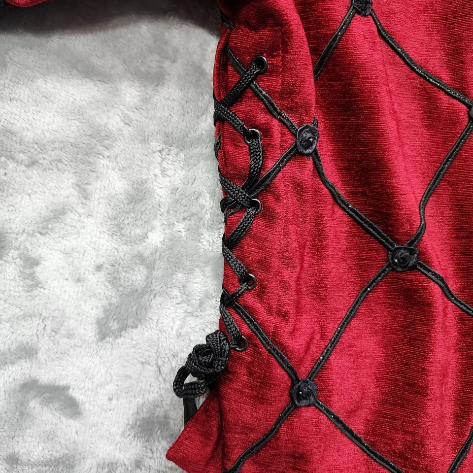 Chaqueta vintage ANAGE para mujer L roja pana bordada rosas laterales con cordones gótica Foto 2 de 4