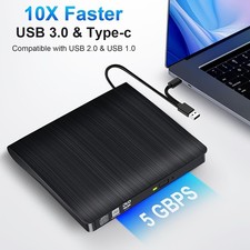USB & Type-C External DVD CD Hard Disc Burner Player Reader Optical Drive for PC