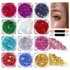 Body Glitter Face Glitter Makeup Festival Glitter, 12 Colors Face and Body Gl...