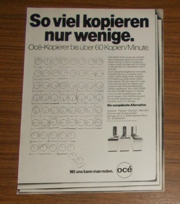 Seltene Werbung OCE Océ Kopierer - So viel kopieren nur weniger 60 / Minute 1981