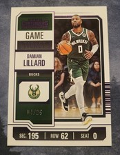 2023-24 Panini Contenders - Damian Lillard #9 Purple Game Ticket /25