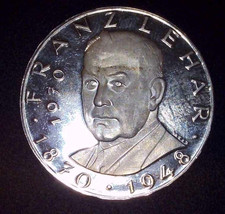 AUSTRIA 1970 25 SCHILLING FRANZ LEHAR PROOF SILVER COIN.  ASW 0.3344 oz