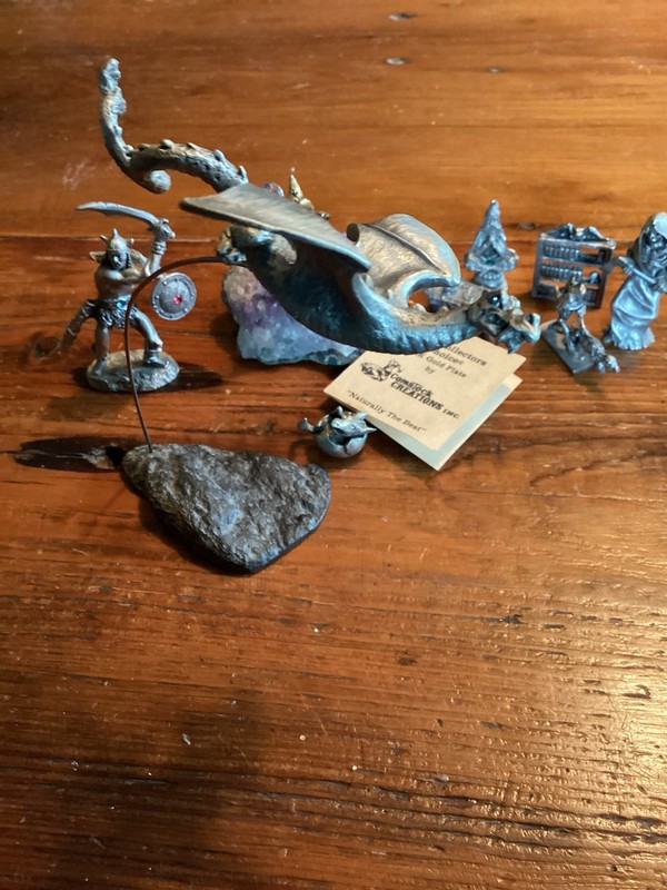 Vintage Dragon Wizard Miniature Pewter Figures Fantasy Medieval Lot of NINE