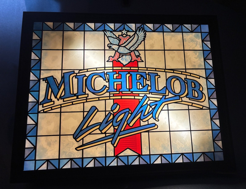 RARE SWEET VINTAGE MICHELOB LIGHT BEER  STAIN GLASS LIGHTED SIGN ANHEUSER BUSCH
