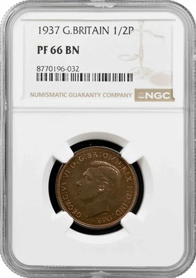 Großbritannien 1/2 Penny 1937, NGC PF66 BN, "König George VI. (1937 - 1952)" - Bild 1 von 2