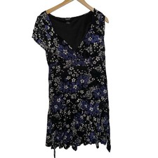 Maurices Plus Size XL Lace Ditsy Floral Whimsy Goth Fairy Black Mini Dress Party