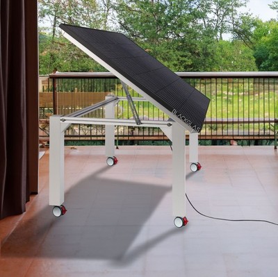 BLACKGLAS 445Wp Balkonkraftwerk Solar Tisch, Gartentisch, VEOstylePRO mit Rollen