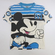 Vintage Mickey Mouse Disney T-Shirt Size Large All Over Print Striped