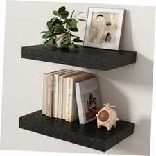 Floating Shelves for Wall, 16 Inch x 8 Inch Deep Wall 16 Inch, Set of 2 Black