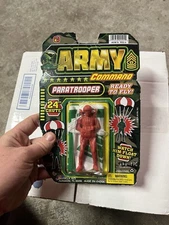 ARMY COMMAND PARATROOPER TOY w/ 24" parachute Jaru skydiving figure Red