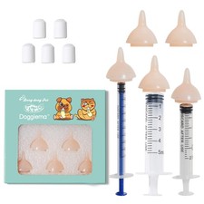 Silicone Feeding Nipples and Syringes for Newborn Kittens, Puppies, Small Ani...